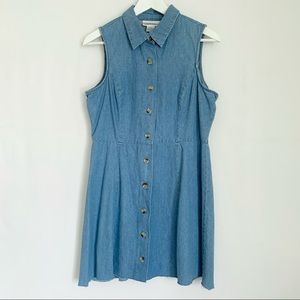 Vintage Collared Button-Down Denim Dress